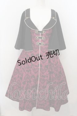 画像1: metamorphose / 【プラスサイズ】ハートダマスクジレ風ジャンパースカート プラスサイズ ボルドー O-24-11-07-005-ME-OP-NS-OS