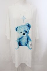 TRAVAS TOKYO / 2023 Furry bear BIG Tシャツ F ホワイトｘサックス O-24-11-07-062-PU-TS-YM-ZT061