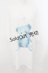 TRAVAS TOKYO / 2023 Furry bear BIG Tシャツ F ホワイトｘサックス O-24-11-07-062-PU-TS-YM-ZT061