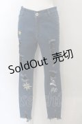 GLAD NEWS SMART / ダメージ風ストレッチパンツ  ブルー O-24-11-08-001-PU-PA-IG-ZT244