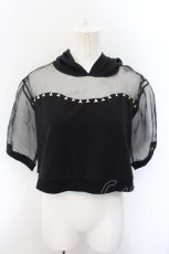 画像1: 【SALE】GLAD NEWS / オーガンジー切り替えショートパーカー  ブラック O-24-11-09-060-GL-TO-IG-ZT122 (1)