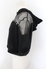 画像2: 【SALE】GLAD NEWS / オーガンジー切り替えショートパーカー  ブラック O-24-11-09-060-GL-TO-IG-ZT122 (2)