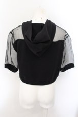 画像3: 【SALE】GLAD NEWS / オーガンジー切り替えショートパーカー  ブラック O-24-11-09-060-GL-TO-IG-ZT122 (3)