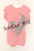 【SALE】GLAVIL / スカルプリントスクエアTシャツ  レッド O-24-11-09-065-PU-TS-IG-ZT357