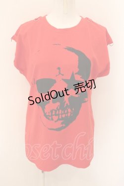画像1: 【SALE】GLAVIL / スカルプリントスクエアTシャツ  レッド O-24-11-09-065-PU-TS-IG-ZT357