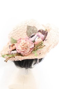 axes femme / フラワー雑材ハット  ピンク O-24-11-09-020-AX-AC-OW-ZT-K004
