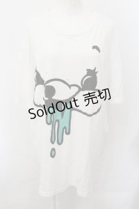 yaponskii / FACEベアBIG-Tシャツ  ホワイト×グリーン O-24-11-14-075-PU-TO-IG-ZT385