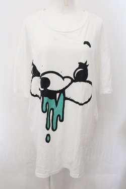 画像1: yaponskii / FACEベアBIG-Tシャツ  ホワイト×グリーン O-24-11-14-075-PU-TO-IG-ZT385