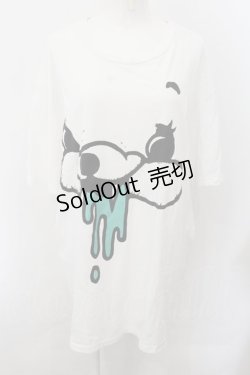 画像1: yaponskii / FACEベアBIG-Tシャツ  ホワイト×グリーン O-24-11-14-075-PU-TO-IG-ZT385
