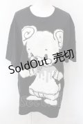 yaponskii / よだれべあBIG Tシャツ  ブラック×シルバー O-24-11-14-097-PU-TS-IG-ZT385