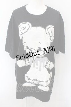 画像1: yaponskii / よだれべあBIG Tシャツ  ブラック×シルバー O-24-11-14-097-PU-TS-IG-ZT385