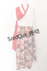 Qutie Frash / 着物プリーツチュニック  ホワイト×レッド O-24-11-14-013-QU-TO-IG-OS