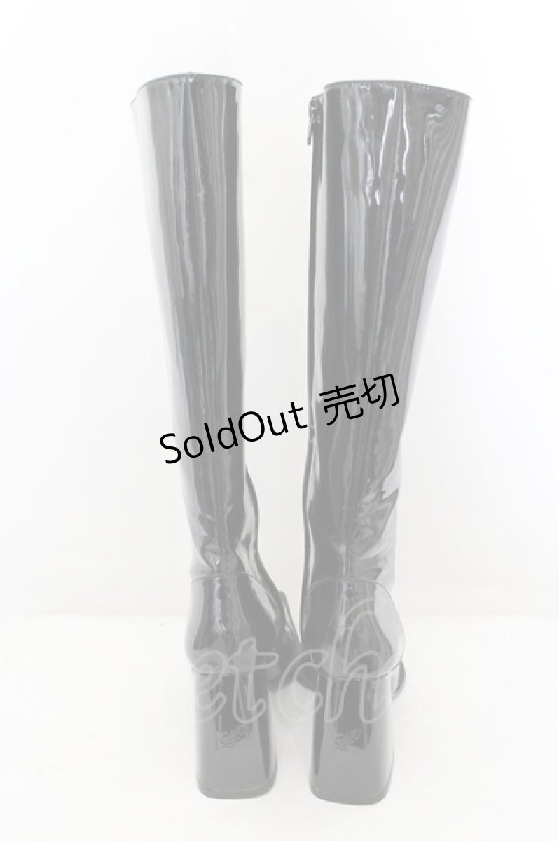 画像3: 【SALE】Melt the lady / エナメルスクエアロングブーツ 37 クロ O-24-11-16-1042-PU-SH-OW-ZTK065 (3)