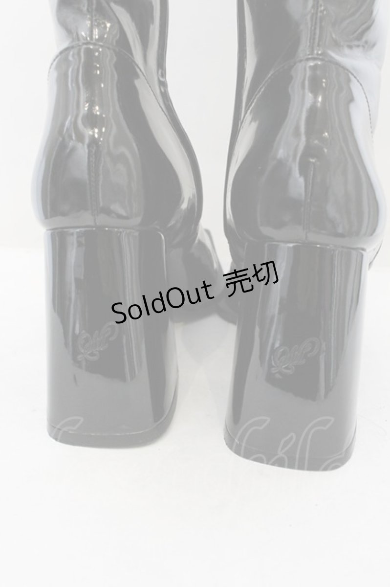 画像4: 【SALE】Melt the lady / エナメルスクエアロングブーツ 37 クロ O-24-11-16-1042-PU-SH-OW-ZTK065 (4)