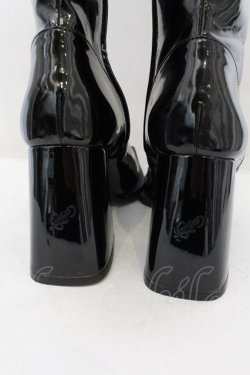 画像4: Melt the lady / エナメルスクエアロングブーツ 37 クロ O-24-11-16-1042-PU-SH-OW-ZT308