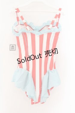 画像2: PAMEO POSE / BETTY'S STRIPE ONEPIECE 水着 F アカ×シロ×サックス O-24-11-16-065-LO-OP-IG-ZT274