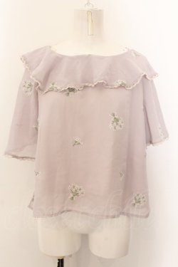 画像1: an another angelus / かすみ草総刺繍ブラウス  ラベンダーグレー O-24-11-20-029-CA-TO-OW-ZT081