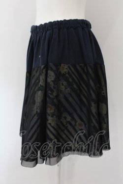 画像2: gouk / 和風花柄チュールレイヤードスカート  ブルー O-24-11-23-021-GO-SK-OW-ZT166