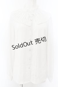 axes femme kawaii / プリーツカラーブラウス M シロ O-24-11-25-034-AX-BL-IG-OS