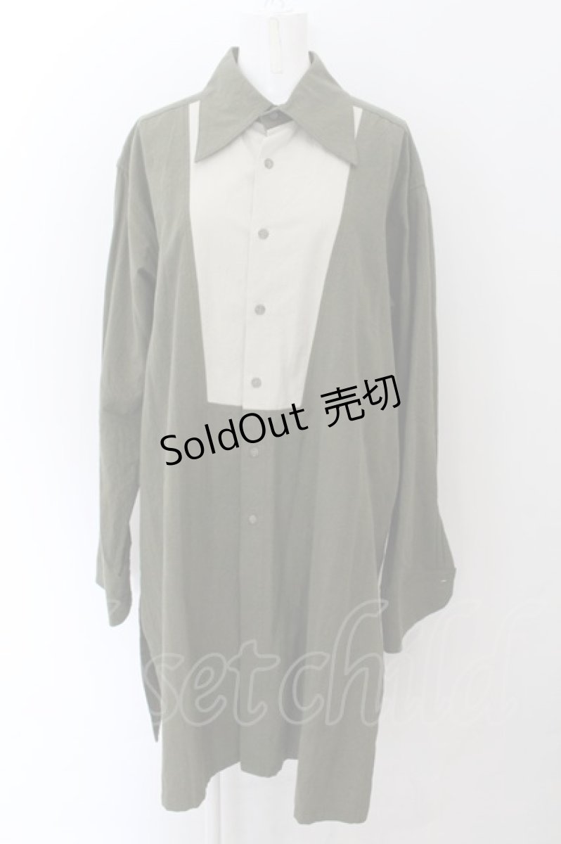 画像1: 【SALE】MILKBOY / デコルテ切り替えワッシャーロングシャツ  カーキ O-24-11-26-057-MB-BL-YM-ZT259 (1)