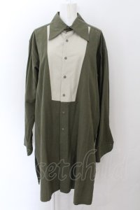 MILKBOY / デコルテ切り替えワッシャーロングシャツ  カーキ O-24-11-26-057-MB-BL-YM-ZT259
