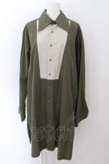 画像1: 【SALE】MILKBOY / デコルテ切り替えワッシャーロングシャツ  カーキ O-24-11-26-057-MB-BL-YM-ZT259 (1)