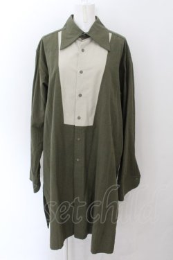 画像1: MILKBOY / デコルテ切り替えワッシャーロングシャツ  カーキ O-24-11-26-057-MB-BL-YM-ZT259