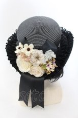 画像3: 【SALE】Triple fortune / コサージュ付きカンカン帽  ブラック O-24-11-26-100-EL-AC-OW-ZT286 (3)