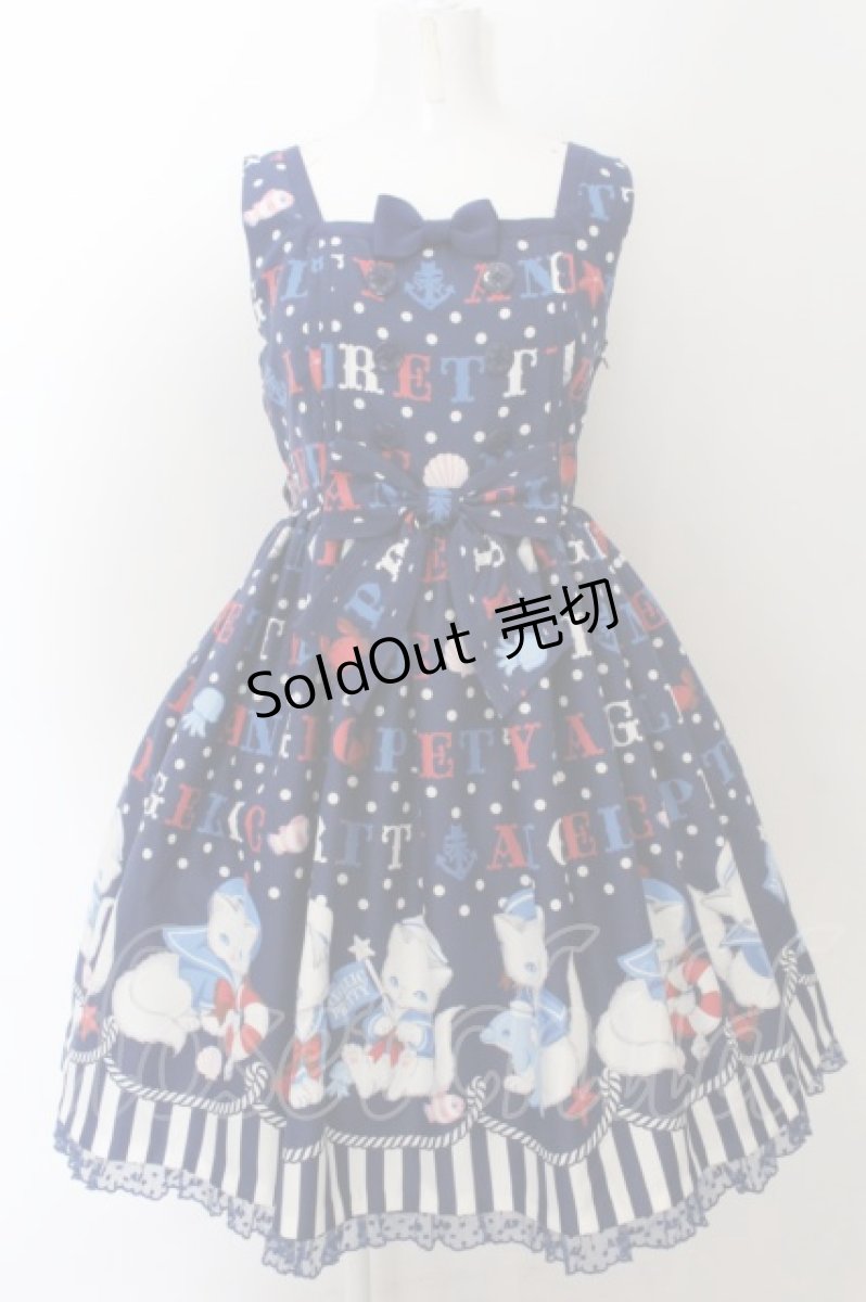画像1: Angelic Pretty / Sailor Marine Kittenジャンパースカート  ネイビー O-24-11-28-040-AP-OP-OW-OS (1)