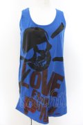 SUPER LOVERS / スカルプリントビッグタンクトップ  ブルー O-24-11-28-064-PU-TO-IG-ZT124