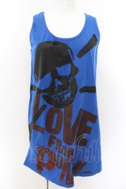 画像1: SUPER LOVERS / スカルプリントビッグタンクトップ  ブルー O-24-11-28-064-PU-TO-IG-ZT124