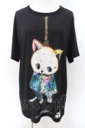 anko ROCK / 前後首つりネコTシャツ  ブラック O-24-11-28-068-PU-TO-IG-ZT248