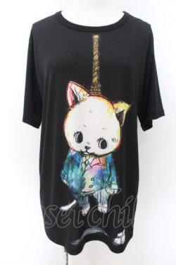 画像1: anko ROCK / 前後首つりネコTシャツ  ブラック O-24-11-28-068-PU-TO-IG-ZT248