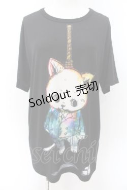 画像1: 【SALE】anko ROCK / 前後首つりネコTシャツ  ブラック O-24-11-28-068-PU-TO-IG-ZT248