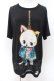 画像1: anko ROCK / 前後首つりネコTシャツ  ブラック O-24-11-28-068-PU-TO-IG-ZT248 (1)