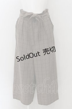 画像1: axes femme / リボン付チェックワイドパンツ M ブラウン O-24-11-28-003-AX-PA-IG-ZT268