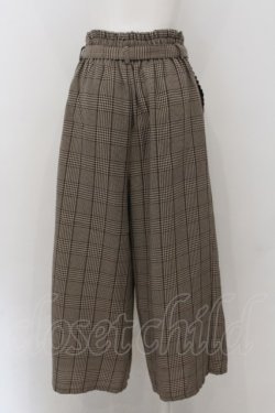 画像2: axes femme / リボン付チェックワイドパンツ M ブラウン O-24-11-28-003-AX-PA-IG-ZT268