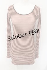 RNA-N / リブロング丈ボーダーロンT M ブラウン×ピンク O-24-11-29-050-PU-TO-IG-ZT123