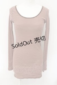 RNA-N / リブロング丈ボーダーロンT M ブラウン×ピンク O-24-11-29-050-PU-TO-IG-ZT123