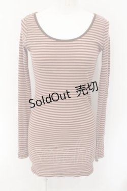 画像1: RNA-N / リブロング丈ボーダーロンT M ブラウン×ピンク O-24-11-29-050-PU-TO-IG-ZT123