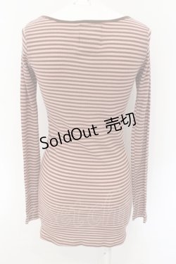 画像2: RNA-N / リブロング丈ボーダーロンT M ブラウン×ピンク O-24-11-29-050-PU-TO-IG-ZT123