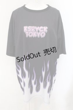 画像1: KRY CLOTHING / 「miruki×KRY 02」炎Tシャツ  ブラック O-24-11-29-061-EL-TO-OW-ZT259