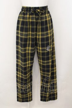 画像1: KRY CLOTHING / 「PAKUVAS」チェック柄ワイドパンツ L イエロー O-24-11-29-071-EL-PA-OW-ZT156