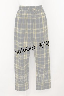 画像1: 【SALE】KRY CLOTHING / 「PAKUVAS」チェック柄ワイドパンツ L イエロー O-24-11-29-071-EL-PA-OW-ZT156