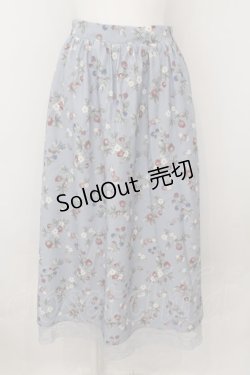 画像1: axes femme / ベリー柄ロングスカート F サックス O-24-11-30-1009-AX-SK-OW-ZT251