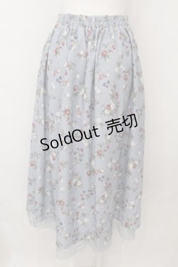画像2: axes femme / ベリー柄ロングスカート F サックス O-24-11-30-1009-AX-SK-OW-ZT251