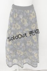 axes femme / ひまわり柄シアースカート M クロ O-24-11-30-1026-AX-SK-OW-ZT265