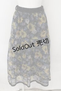 axes femme / ひまわり柄シアースカート M クロ O-24-11-30-1026-AX-SK-OW-ZT265