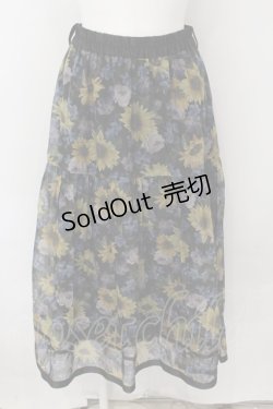 画像1: axes femme / ひまわり柄シアースカート M クロ O-24-11-30-1026-AX-SK-OW-ZT265