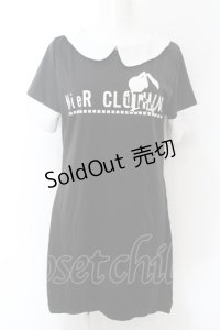 NieR Clothing / ロゴpt配色ワンピース L ブラック×ホワイト O-24-11-30-097-PU-OP-OW-ZT061